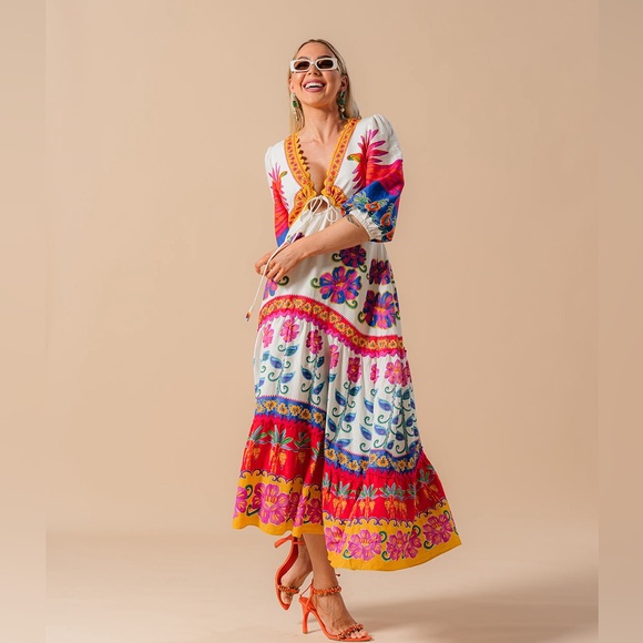 Farm Rio Vivid Gardens Maxi Size Small EUC - Picture 4 of 8